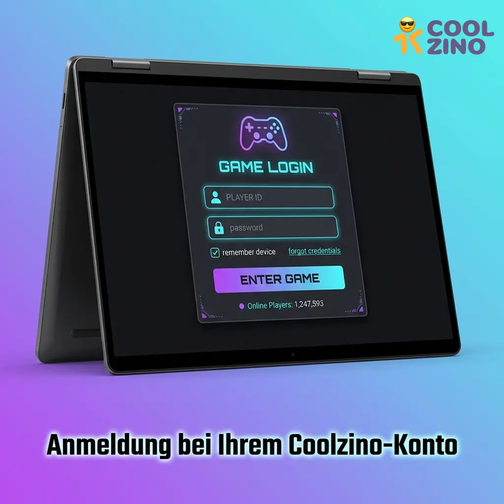 Coolzino Login-Formular mit E-Mail und Passwort-Feldern zur Anmeldung im Online-Casino-Konto