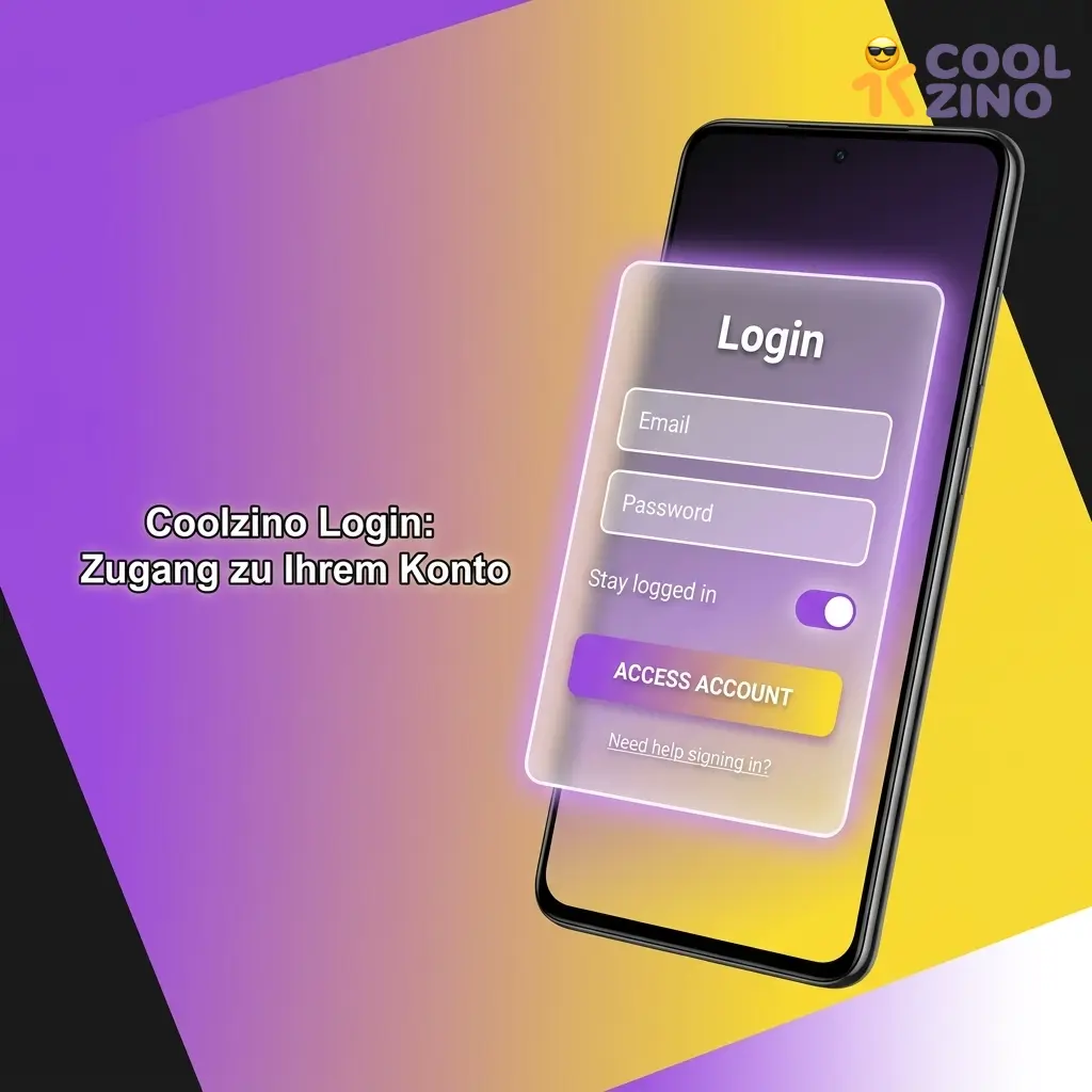 Coolzino Login-Seite mit Anmeldeformular für E-Mail und Passwort zum Zugriff auf Konto und Bonusangebote