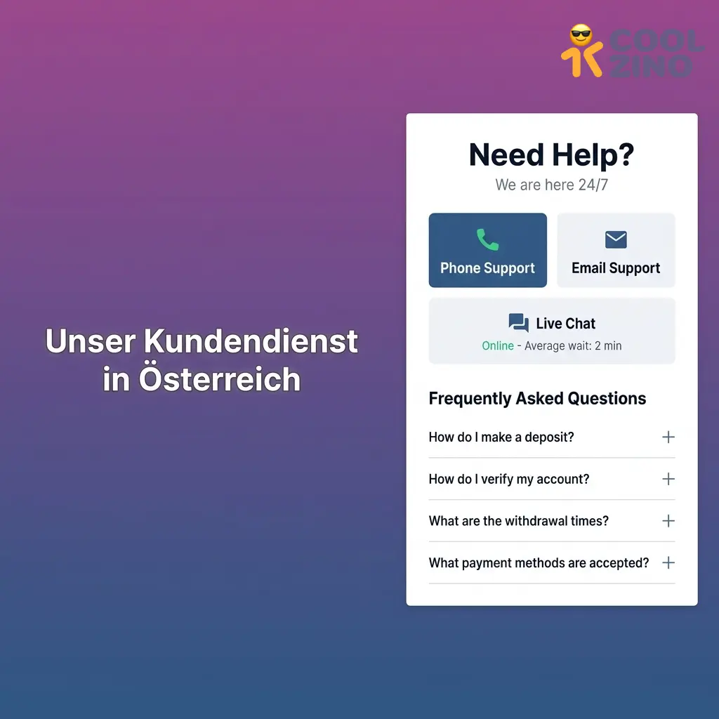 Coolzino Kundendienst Österreich – 24/7 Hilfe per Live-Chat und E-Mail auf Deutsch